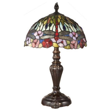 Dale Tiffany TT19046 Dragonfly Bounty, 2 Light Table Lamp, Alabaster/Stone