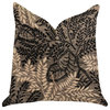 Bonzai Ebony Floral Throw Pillow in Black and Brown , 18"x18"