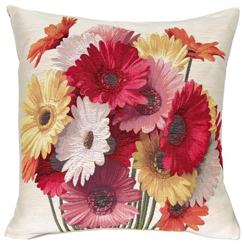 Gerbera Floral French Tapestry Throw Pillow, 19x19