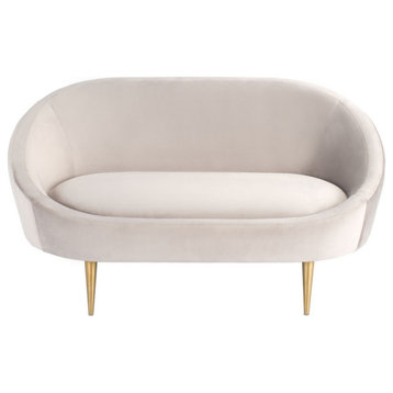 Henney Channel Tufted Tub Loveseat Pale Taupe/Gold