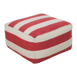 Red & White Striped Pouf - Floor Pillows And Poufs