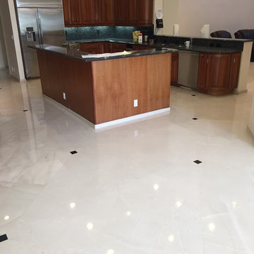 Limestone floor beautifully polished