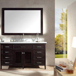 61 inch Cottage Single Sink Bathroom Vanity Set in Espresso Finish - Bathroom Vanities And Sink Consoles