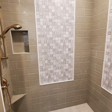 Shower with Two Mosaic Picture Frames