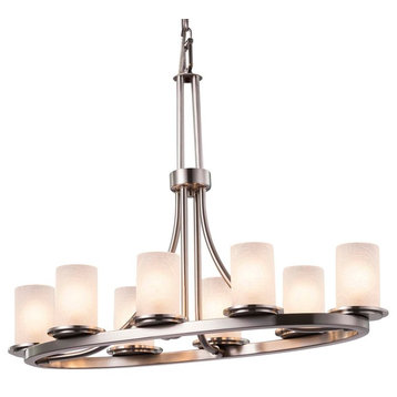 Fusion Dakota 8-Light Oval Chandelier, Frosted Shade, Nickel, LED