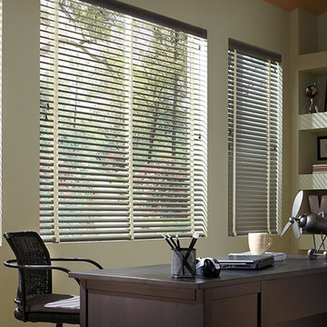 DEN - HOME OFFICE Aluminum Blinds Cloth Tape Window Treatment Ideas