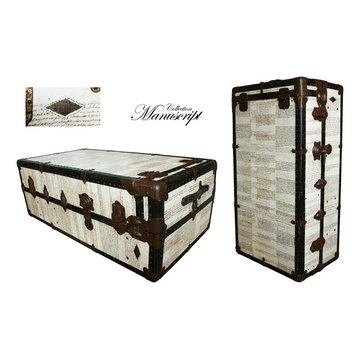 Wardrobe Steamer Trunk Antique Florentine Manuscript Custom