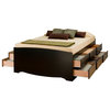 Prepac Tall Queen Platform Storage Bed in Black with 12 Drawers