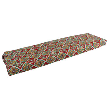 63"X19" Patterned Outdoor Spun Polyester Bench Cushion, Adonis Jewel