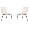 Armen Living Cafe Faux Leather Steel Dining Chair in White (Set of 2)