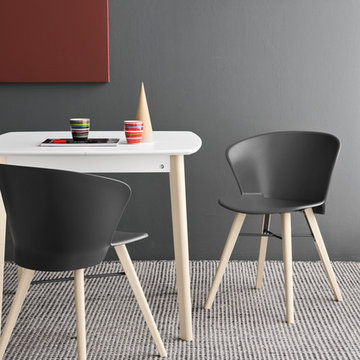 Bahia MW Chairs - Bleached Beech Legs + Matte Grey Seats
