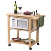 Solid Wood Kitchen Utility Microwave Cart