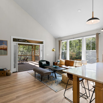 Open-Concept Living Room and Kitchen with Mountain Views