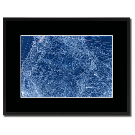 US Pacific Northwest Vivid Map Print On Canvas With Frame, 16" X 21"