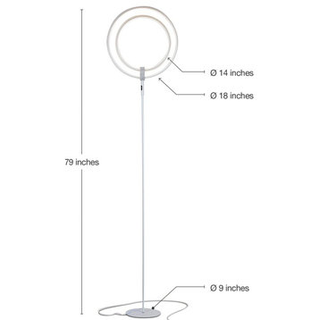 Brightech Eclipse Modern LED Torchiere Floor Lamp - Very High Brightness, Silver