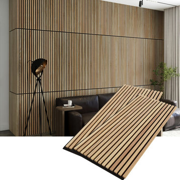 Solid Wood Slat Wall Panels | Set of 2 Wood Wall Panels  - White Ash