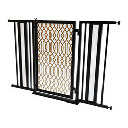 Fusion Gates - Fusion Gate with Gold Lattice Design, Black, 36"-52" - Baby Gates And Child Safety