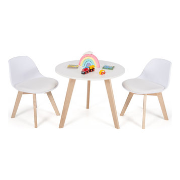 Costway Kids Table & 2 Chairs Set Modern Activity Play Table w/Beech Leg