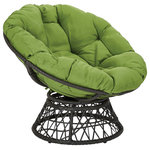 Office Star Products - Papasan Chair, Green/Black - 360 swivel function Built-in fabric straps to hold cushion in place Thick padded, button-tufted polyester cushion Metal frame wrapped in a durable resin wicker Dimensions: 37.25 x 37.25 x 29.5 H UPSable