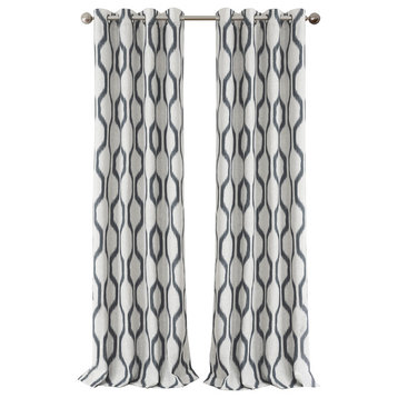 Renzo Blackout Grommet Linen Window Curtain, Slate Gray, 52" X 95"
