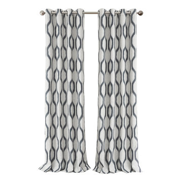 Renzo Blackout Grommet Linen Window Curtain, Slate Gray, 52" X 95"