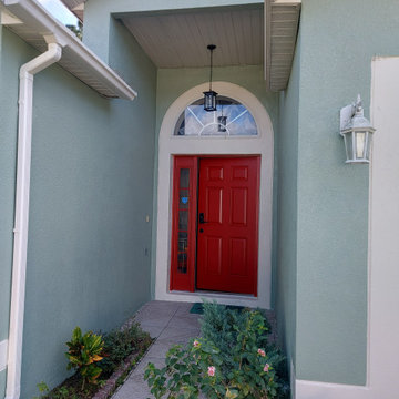 Green Exterior Red Door
