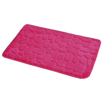 Bathroom Rug Memory Foam Mat 3D Pebble , Pink, 32" X 20"