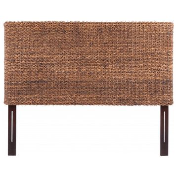 Brown Natural and Rustic Woven Banana Leaf Straight King Size Headboard