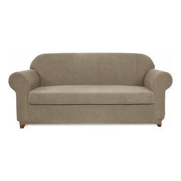 Subrtex 2-Piece Spandex Stretch Sofa Slipcover, Sand, Sofa