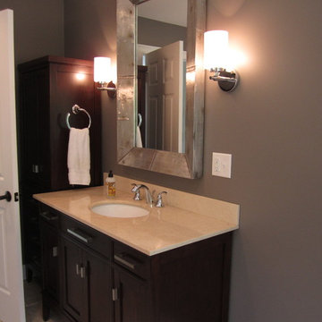 Transitional Freestanding Master Bath remodel with a two person alcove symmetric