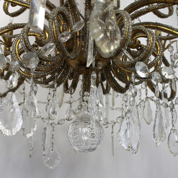 20th Century Large Macaroni Beaded French Style Chandelier with Sixteen-Light