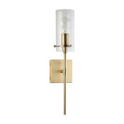 1-Light Wall Vanity Corridor Sconce Lamp, Brushed Brass With Clear Glass