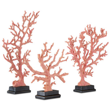 Red Coral Branches Large, Set of 3