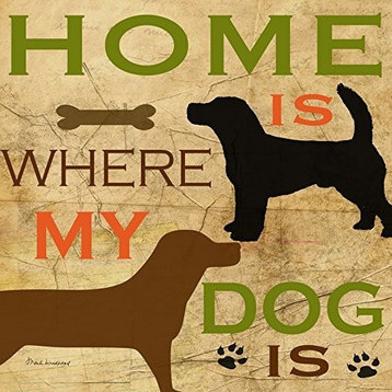 Canvas, Home Is Where My Dog Is by Marilu Windvand, 18"x18"