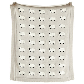 Cotton Knit Blanket, Sheep