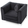 Maklaine Contemporary styled Soft Velvet Chair in Black Finish