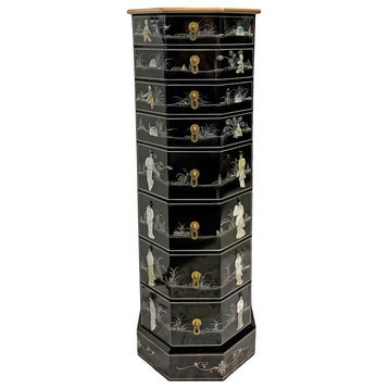 Asian Mother of Pearl Pedestal With Drawers