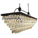 LightUpMyHome - Lightupmyhome Weston Rectangular Glass Drop Crystal Chandelier, Black - This beautifully unique rectangular chandelier captures your attention and lights up your home! This gorgeous chandelier is accompanied by 10 feet of matching double chain and finished off in glistening crystals that sparkle from every angle.