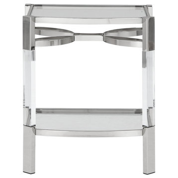 Chaseton Contemporary Clear/Silver Finish Accent Table