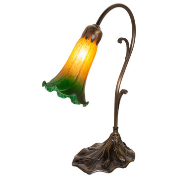 15 High Amber/Green Pond Lily Mini Lamp