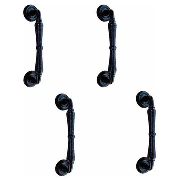 4 Door Pull Black Wrought Iron Spindle 9" H |