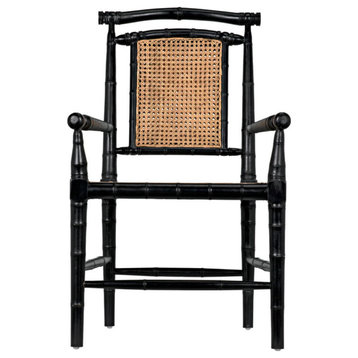 Tabitha Bamboo Arm Chair, Hand Rubbed Black Set of 2
