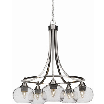 Paramount Chandelier - Brushed Nickel, Clear Bubble, 5