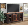 Bowery Hill Modern 65" Solid Wood TV Stand Antique Black and Honey