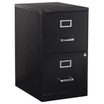 OSP Home Furnishings - 2 Drawer Locking Metal File Cabinet, Black - Keep files organized and your office working at peak performance with our locking metal file cabinet. Available in several colors to match any workspace. Deep full sided drawers glide smoothly keeping files at your fingertips and locking lower drawer offers storage for important documents or valuables. Ships fully assembled.