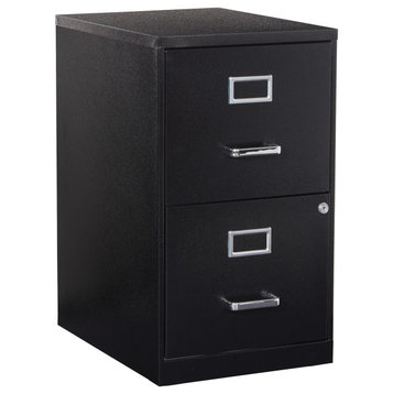 2 Drawer Locking Metal File Cabinet, Black