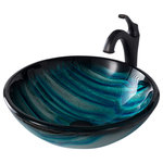 Kraus USA - Glass Vessel Sink, Bathroom Arlo Faucet, PU Drain, Mounting Ring, Oil Rub Bronze - Upgrade your bathroom with a KRAUS vessel sink and faucet combo. The glass vessel sink pairs perfectly with the beautiful bathroom faucet, creating a striking centerpiece that complements any bathroom decor. Comes in a range of colors for a look that's uniquely yours