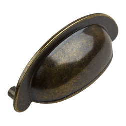 GlideRite Hardware - 2.5" CC Small Cup Cabinet Bin Pull, Antique Brass - Cabinet And Drawer Handle Pulls