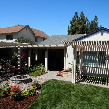 Patio cover, Lattice sections and landscape
