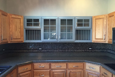 This cust we did bar area in gray & accented some upper cabinets in gray